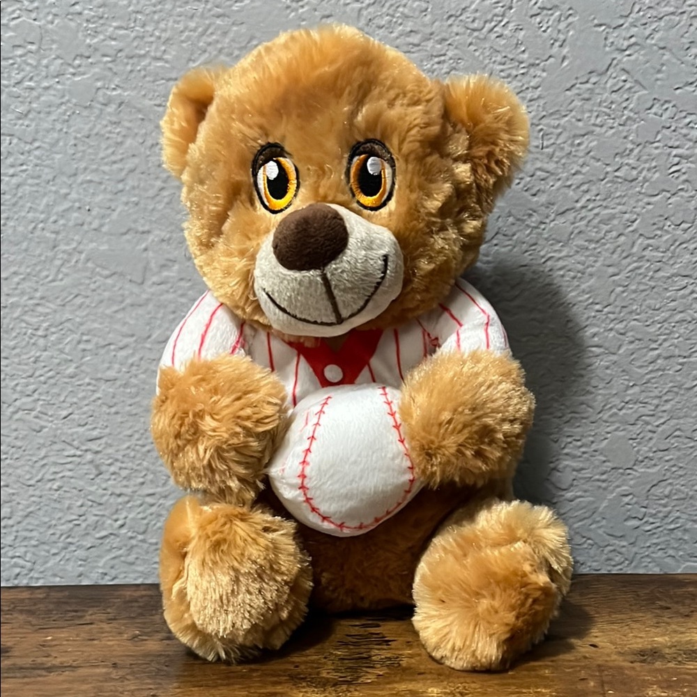 Kellytoy Brown and White Stuffed Baseball Bear